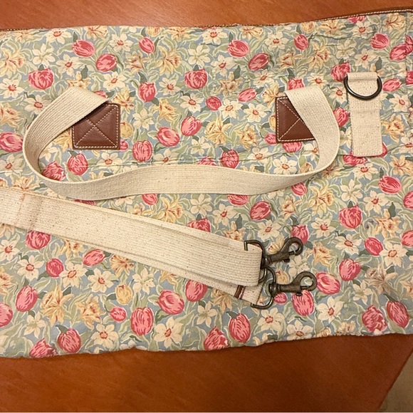 Laura Ashley Floral Duffel Bag with Brown Leather Accents - Picture 5 of 7